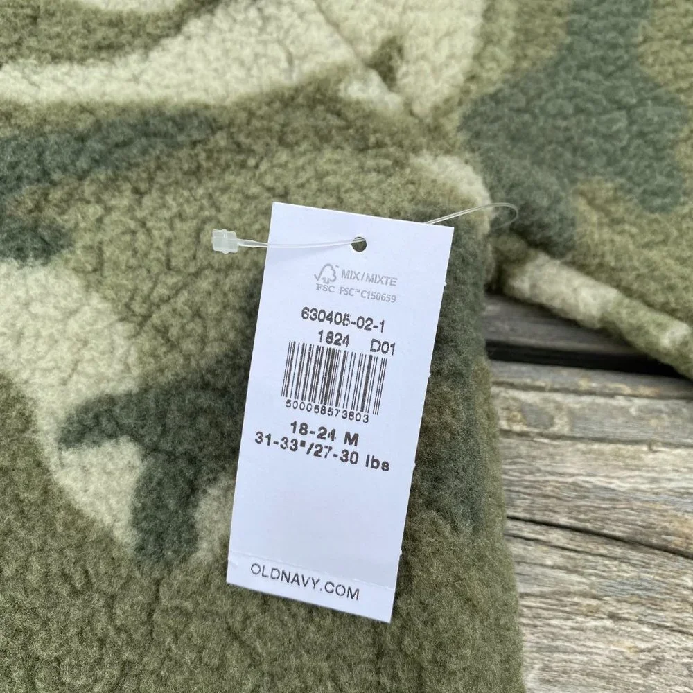 Old Navy Olive Camouflage Crew-Neck Sherpa Dress